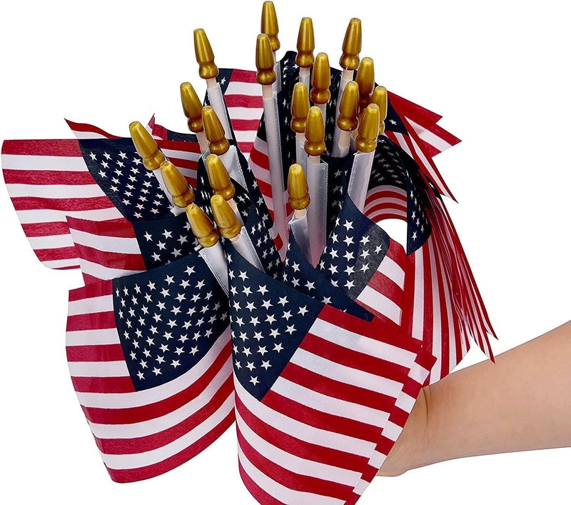 Uelfbaby 200 Pack Small American Flags on Stick, 4x6 Inch Small US Flags/Mini American Handheld Flags with Kid-Safe Spear Top, 4th of July,Independence Day, Outdoor,Memorial Day Decorations - Image 4